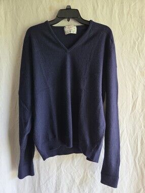 Vtg Byford Navy V-neck Wool Sweater Sz L Made In England Quiet Luxury Minimalist